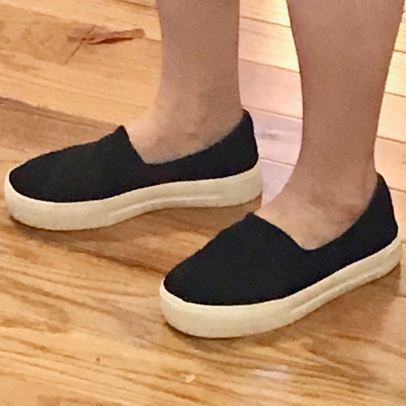 steve madden black platform slip ons